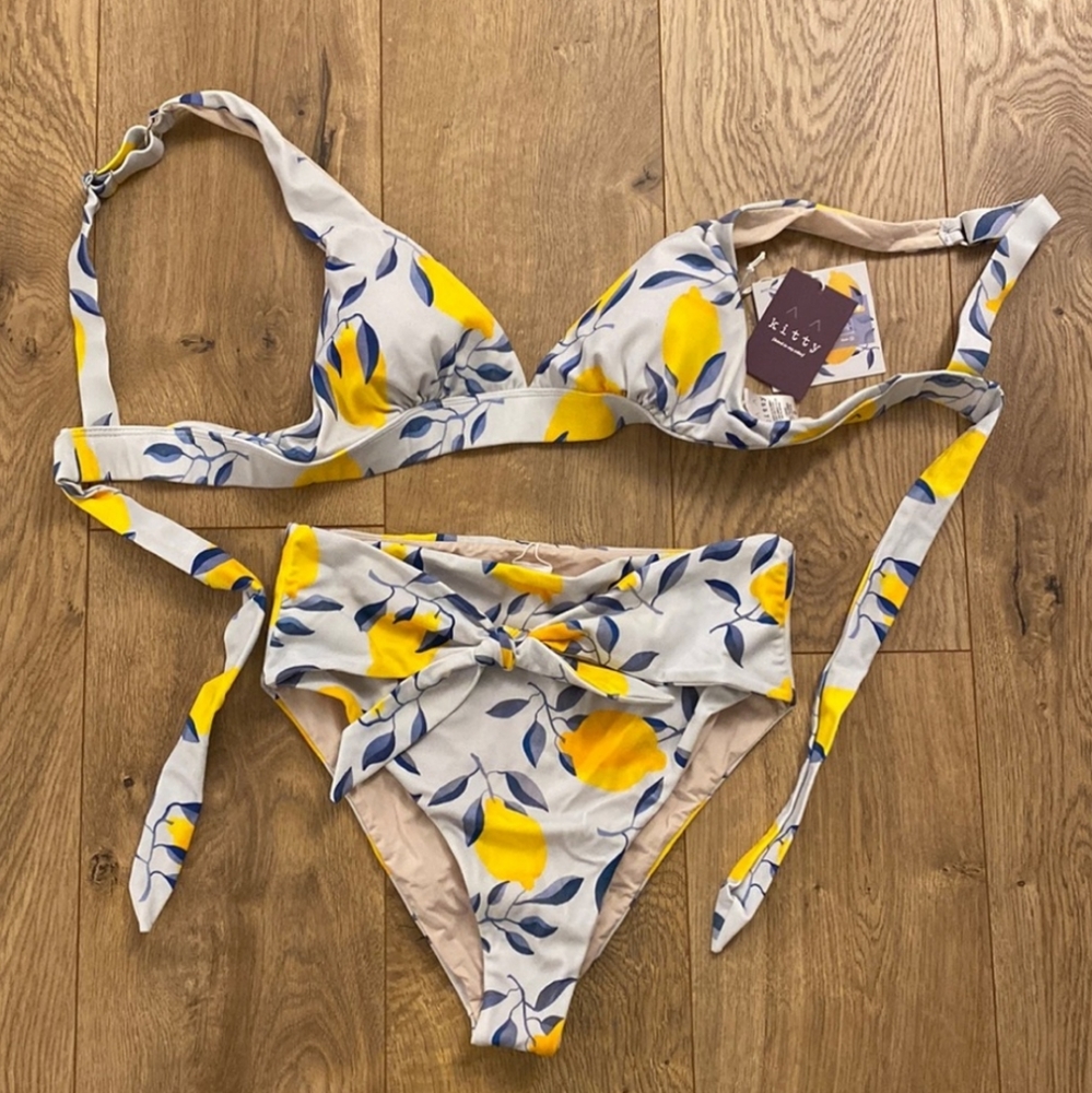 NWT Kitty & Vibe High Hip Bottoms, Lemon print